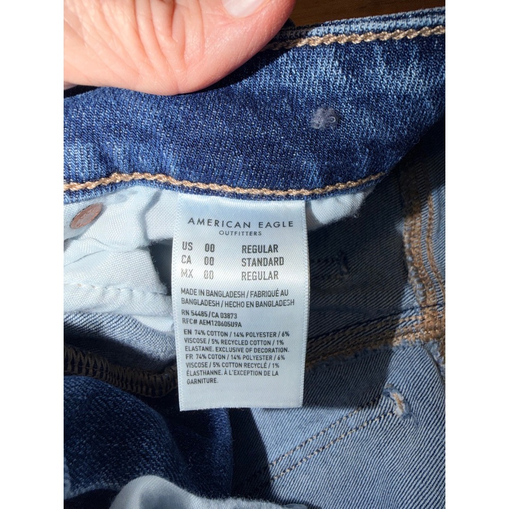 American Eagle Mom Jeans Womens 00 Blue Medium Wash High Waisted Stretch Denim - Picture 6 of 8